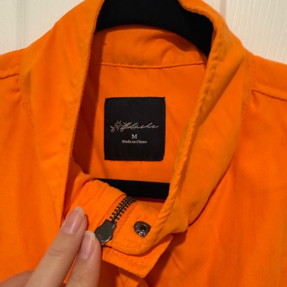 Orange Button front Drawstring Women's Jacket - Picture 6 of 13